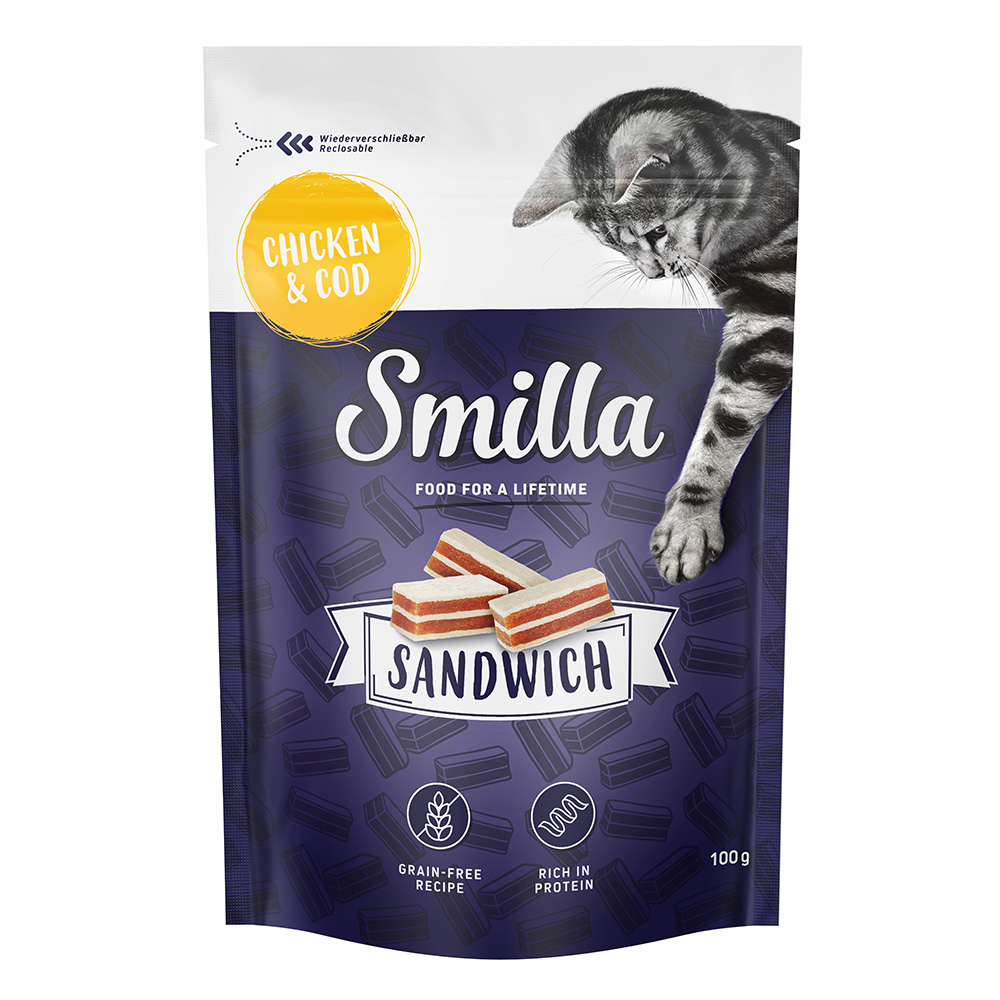 Smilla 100g  Kattensnacks Kip & Kabeljauw Sandwich