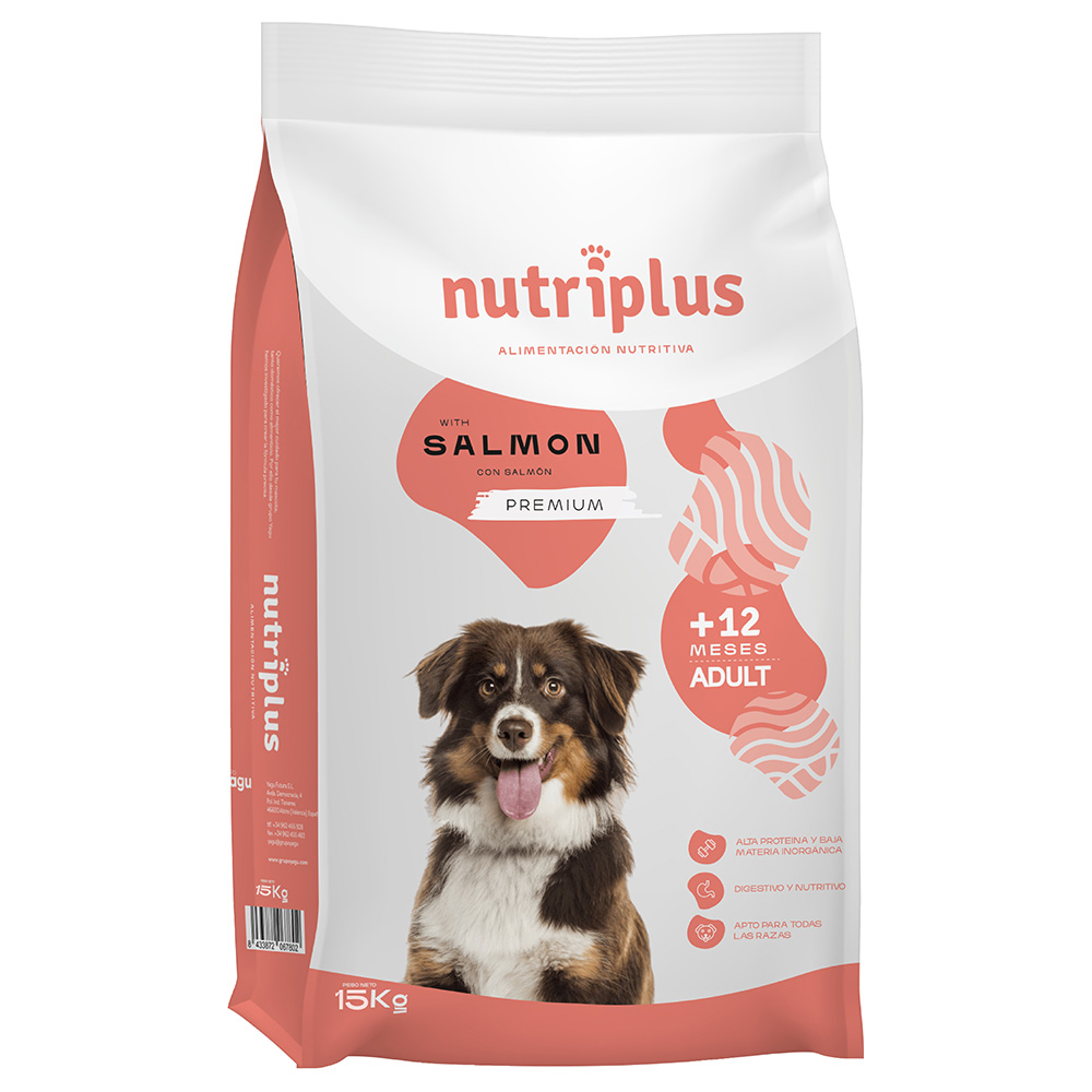 Nutriplus 15kg  Adult Dog met zalm droog hondenvoer