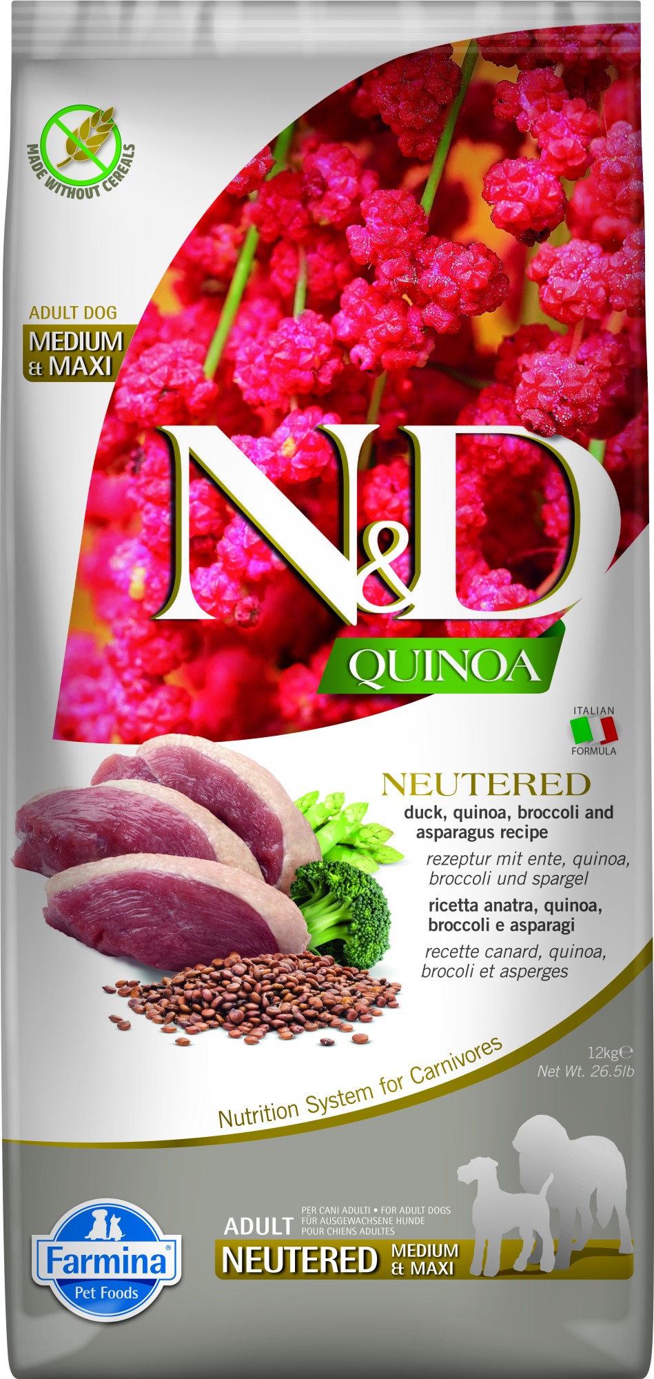 N&D Quinoa voeding voor de Gecastreerde Hond medium/maxi 12 kg