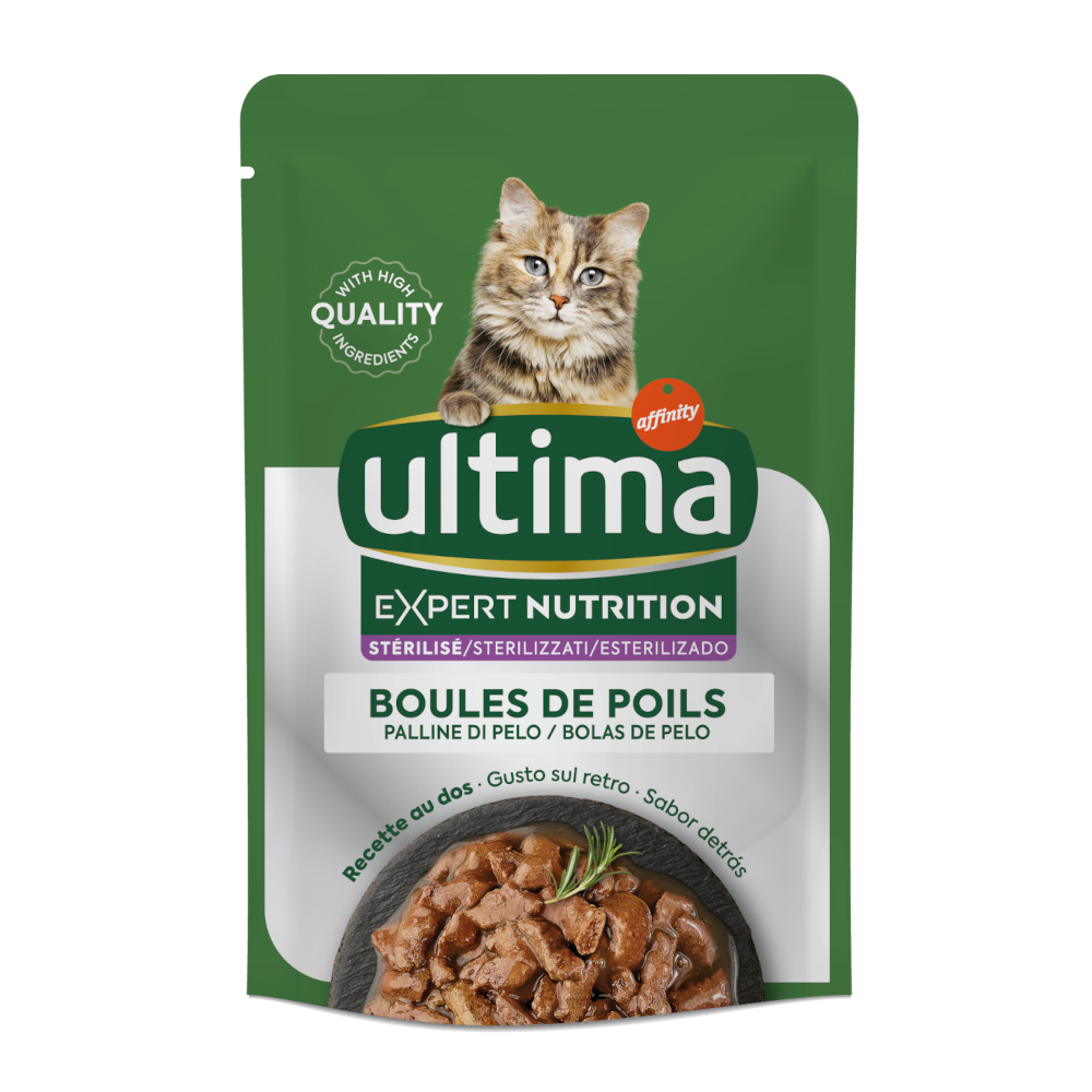 Affinity Ultima 4x70g Ultima Cat Expert Nutrition Hairball Rund & Zalm natvoer voor katten