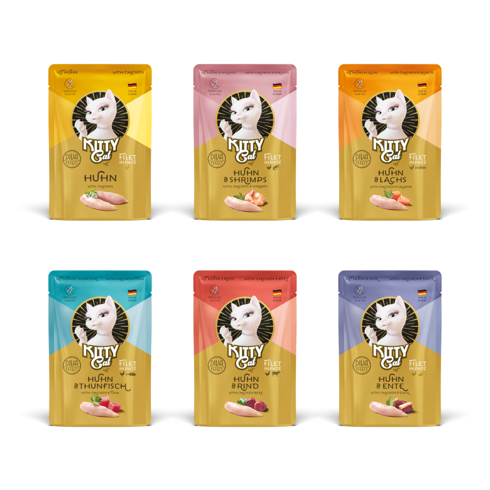 Kitty Cat 6x85g  Filet in Paté Kip Variaties (6 smaken) nat kattenvoer