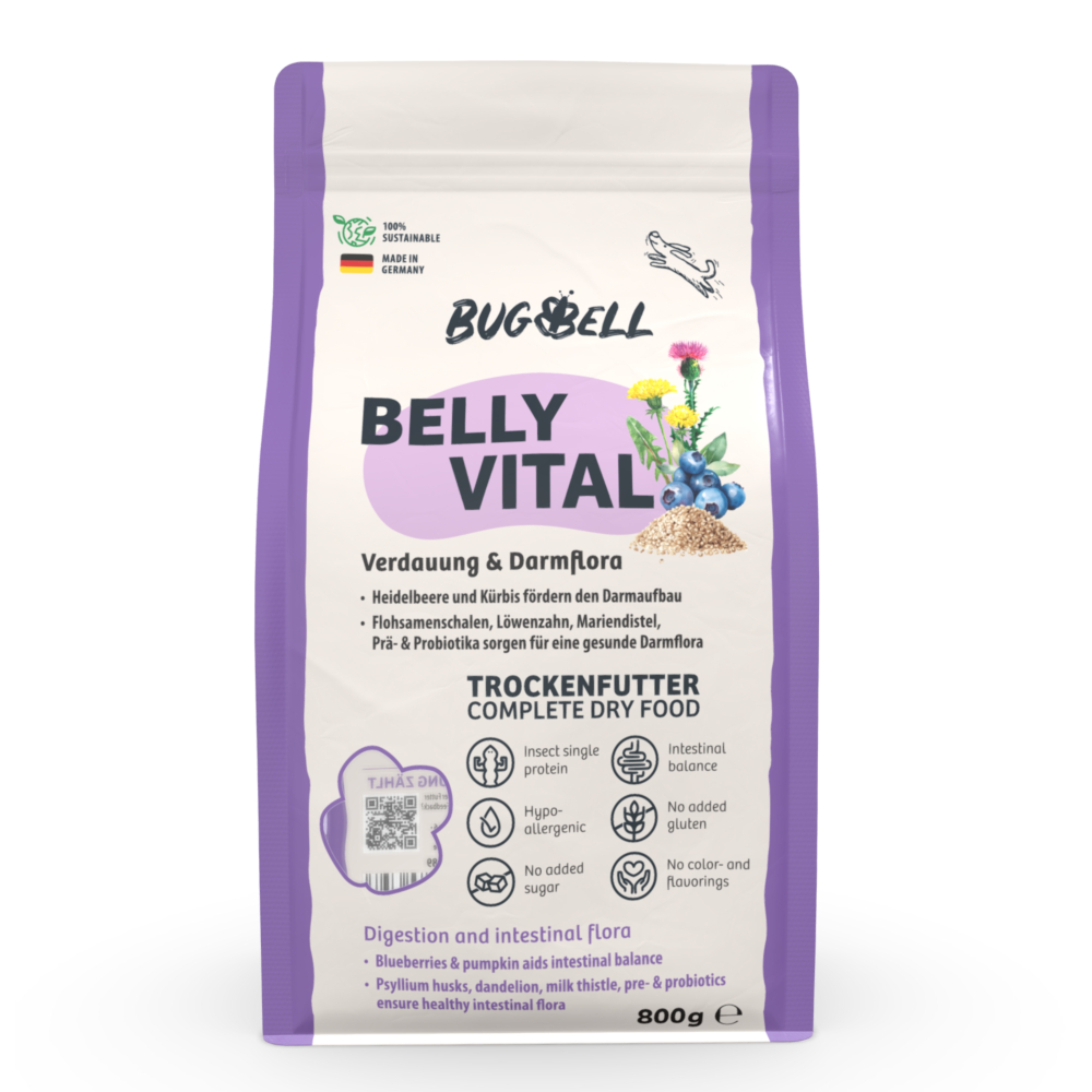 BugBell 800g  droogvoer Belly Vital spijsvertering & darmflora voor honden