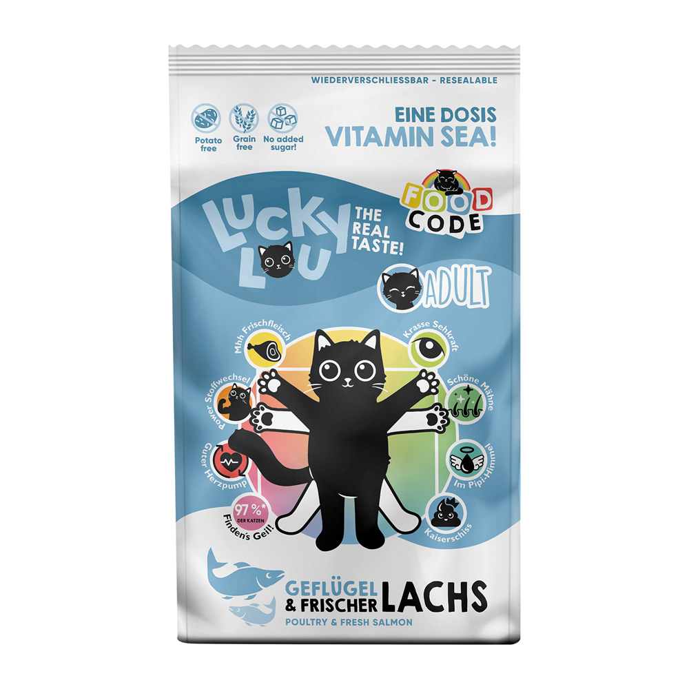 Lucky Lou 1,7kg  Adult gevogelte & zalm droog kattenvoer