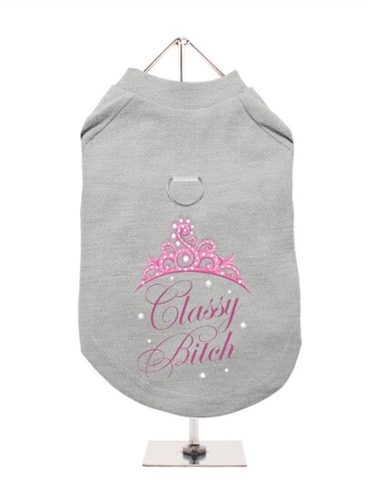 Urban Pup UrbanPup T-shirt Classy Bitch met tuigje 20 cm