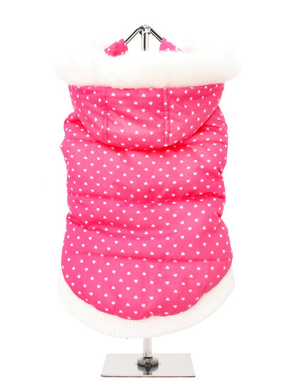 Urban Pup UrbanPup Pink Hearts Quilted Parka XS 20 cm