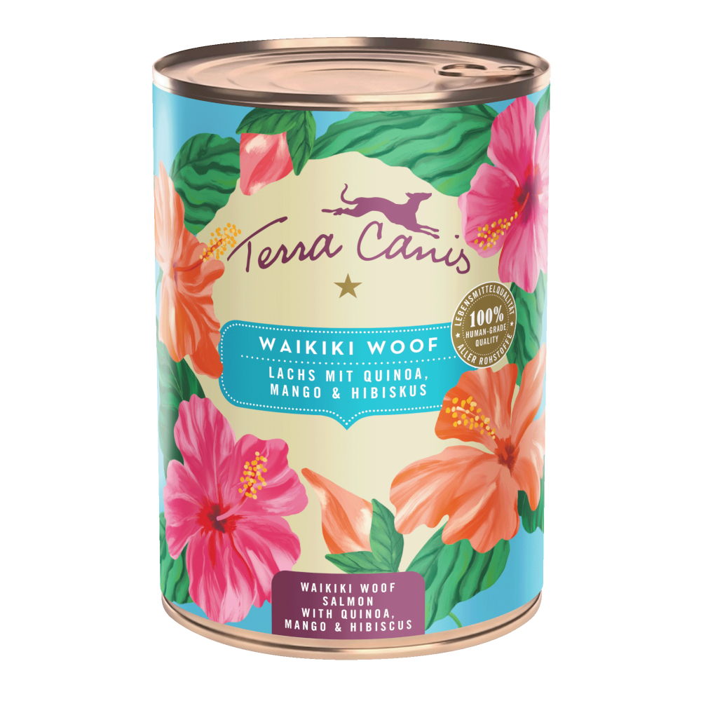 Terra Canis Flower Menü | Waikiki Woof: Lachs mit Quinoa, Mango und Hibiskus 400g