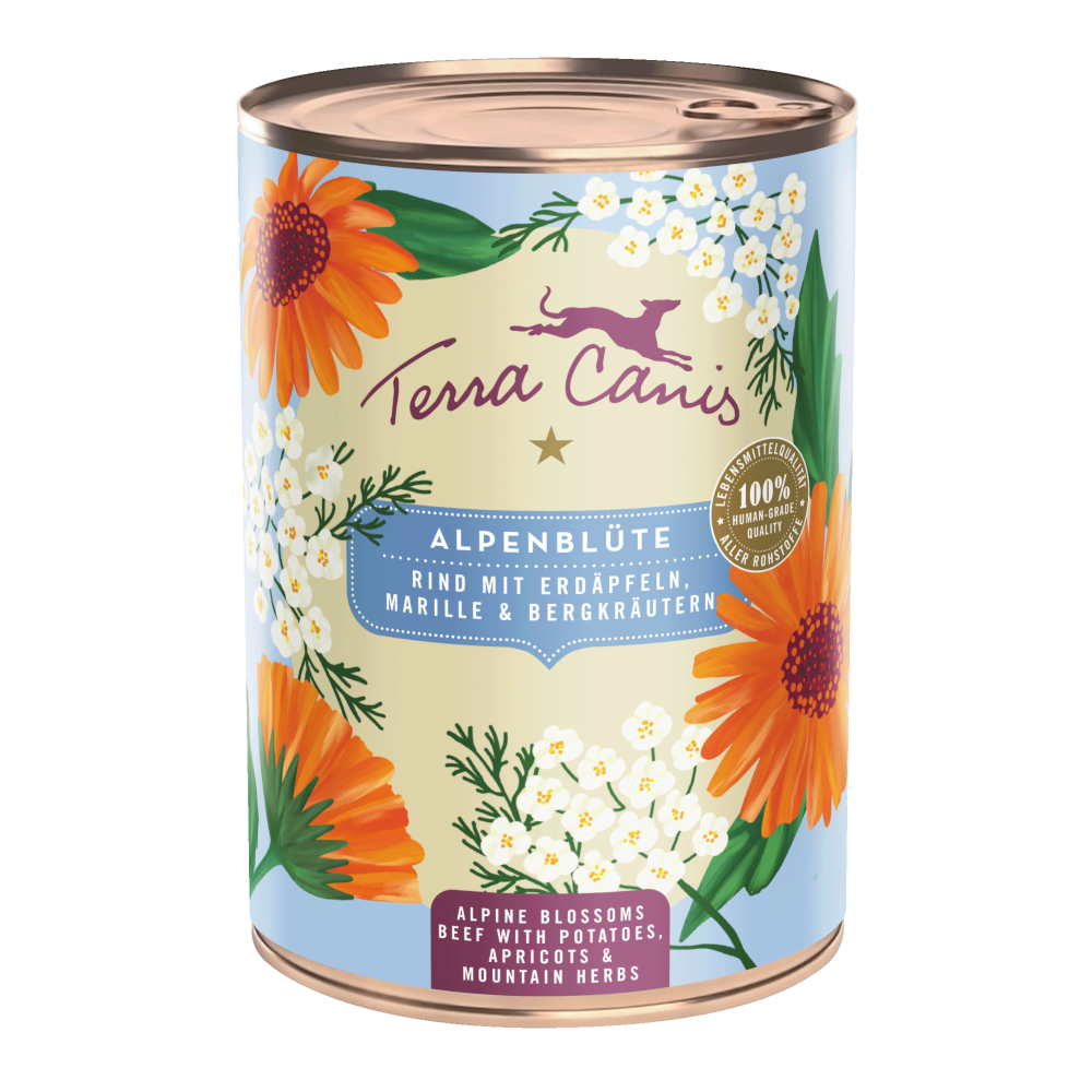 Terra Canis 6x400g  Menu Floralis Alpine Blossom: Rundvlees hondenvoer nat