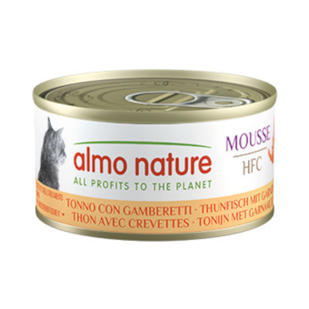 Almo Nature HFC Voordeelpakket: 24x70g  Cat Mousse tonijn met garnalen natvoer voor katten