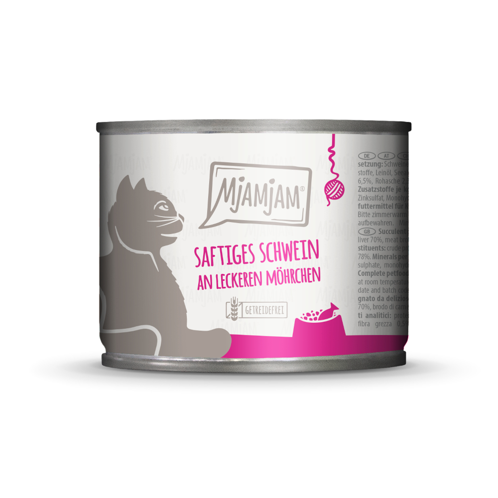 MjAMjAM 6x200g  sappig varken op heerlijke wortelen nat kattenvoer