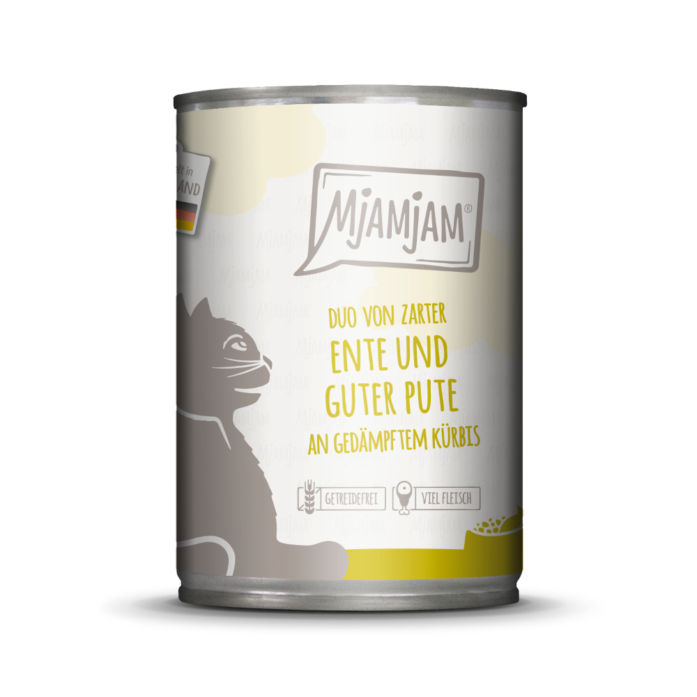 MjAMjAM 6x400g  Duo malse eend & lekkere kalkoen met gestoomde pompoen