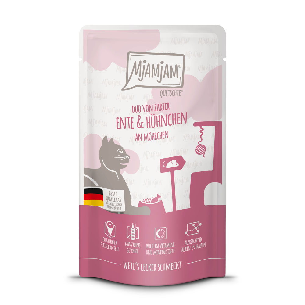 MjAMjAM 12x125g  Quetschie Eend & Kip nat kattenvoer