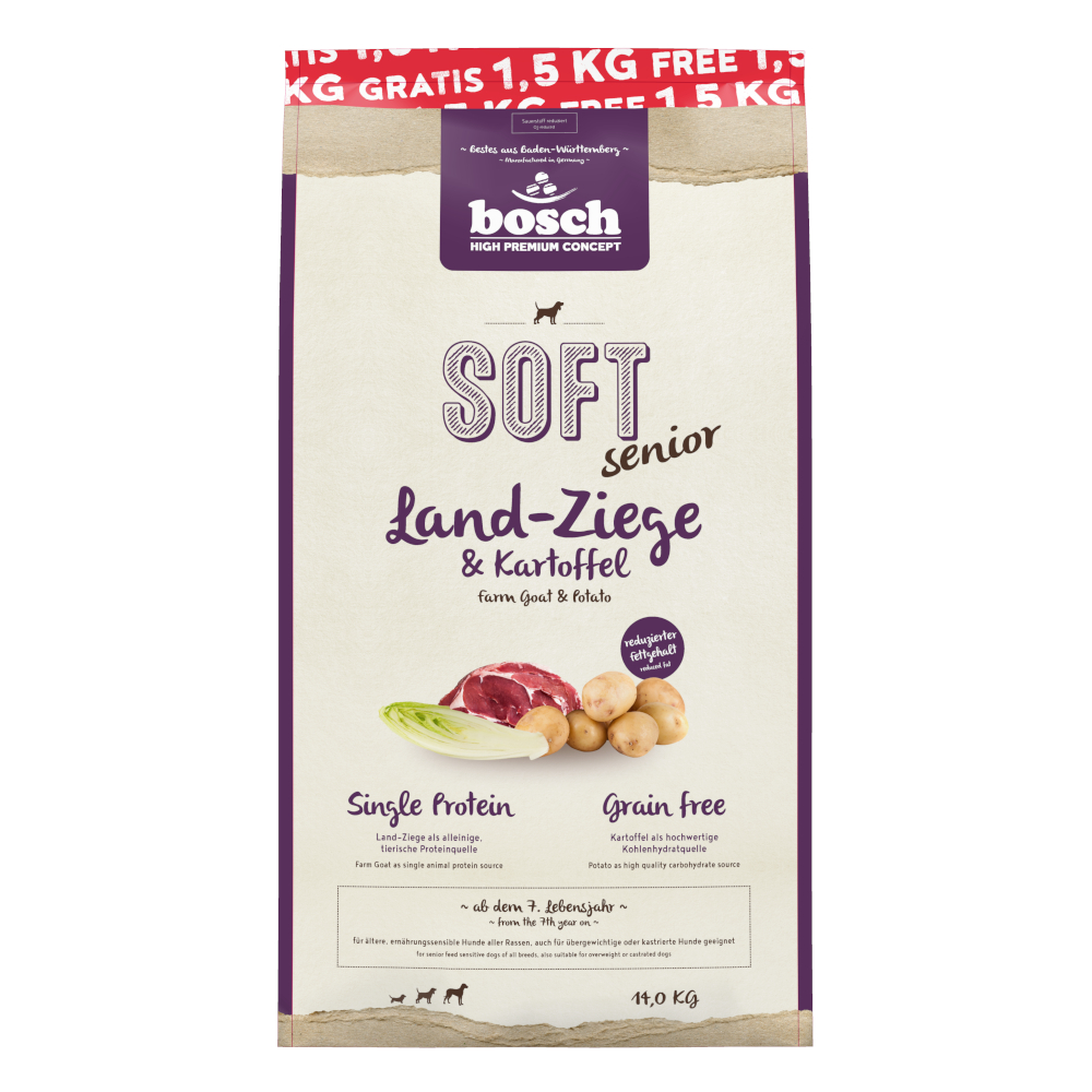 Bosch HPC Soft 12,5 kg + 1,5 kg gratis! Bosch 14 kg droogvoer - Soft Geit & Aardappel