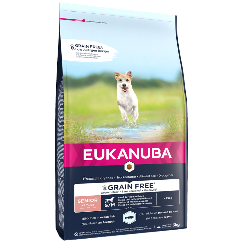 Eukanuba 3kg  Senior Droogvoer voor kleine en middelgrote rassen Graanvrij Zeevis