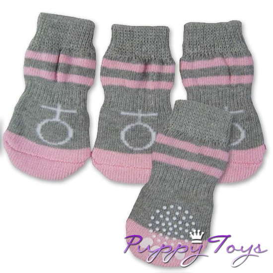 Dog Socks Female grey/pink