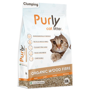 Purly Organic klontvormende houtvezel kattenbakvulling 10 liter