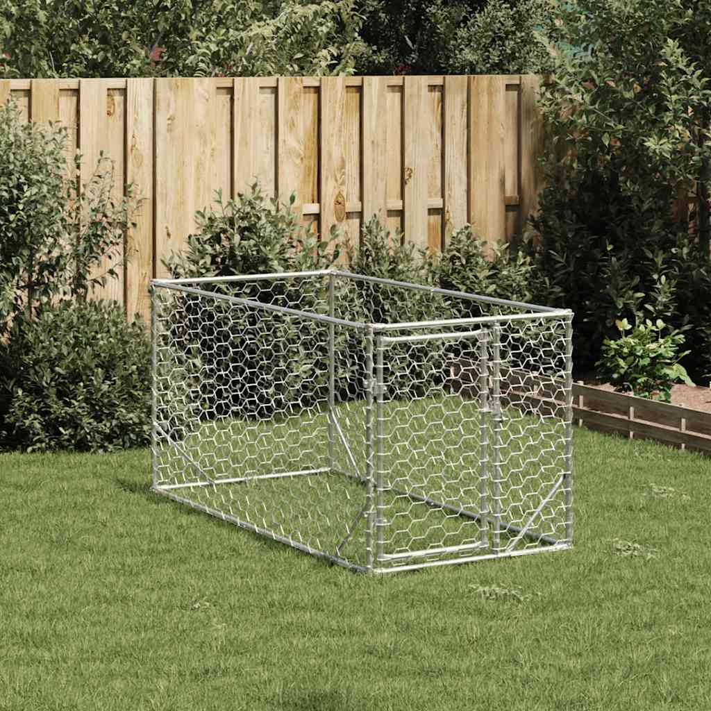 vidaXL Hondenkennel voor buiten met deur 2x1x1 m gegalvaniseerd staal