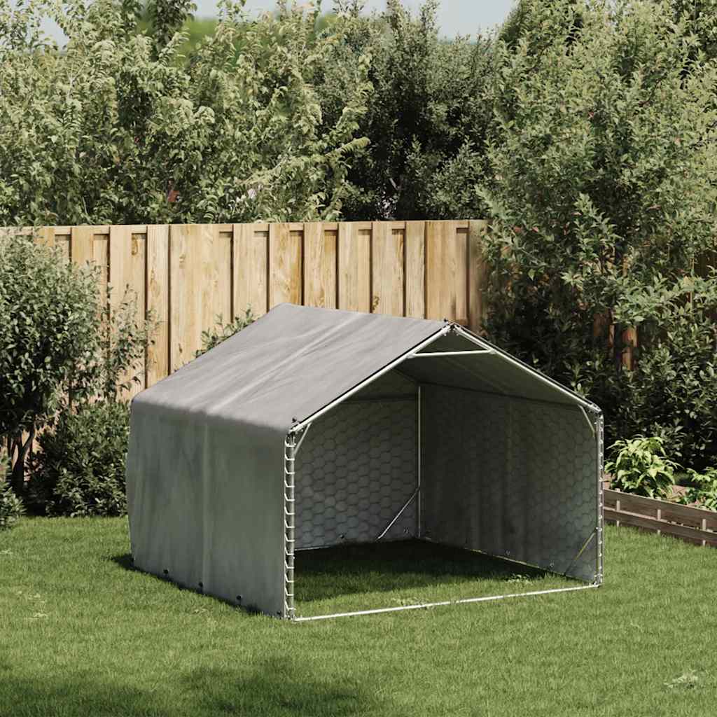 vidaXL Hondenkennel buiten met deksel 2x2x1,5 m gegalvaniseerd staal