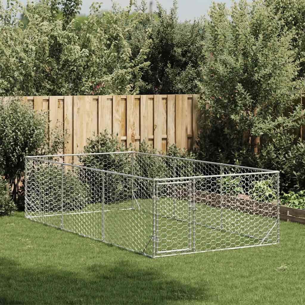 vidaXL Hondenkennel voor buiten met deur 2x4x1 m gegalvaniseerd staal