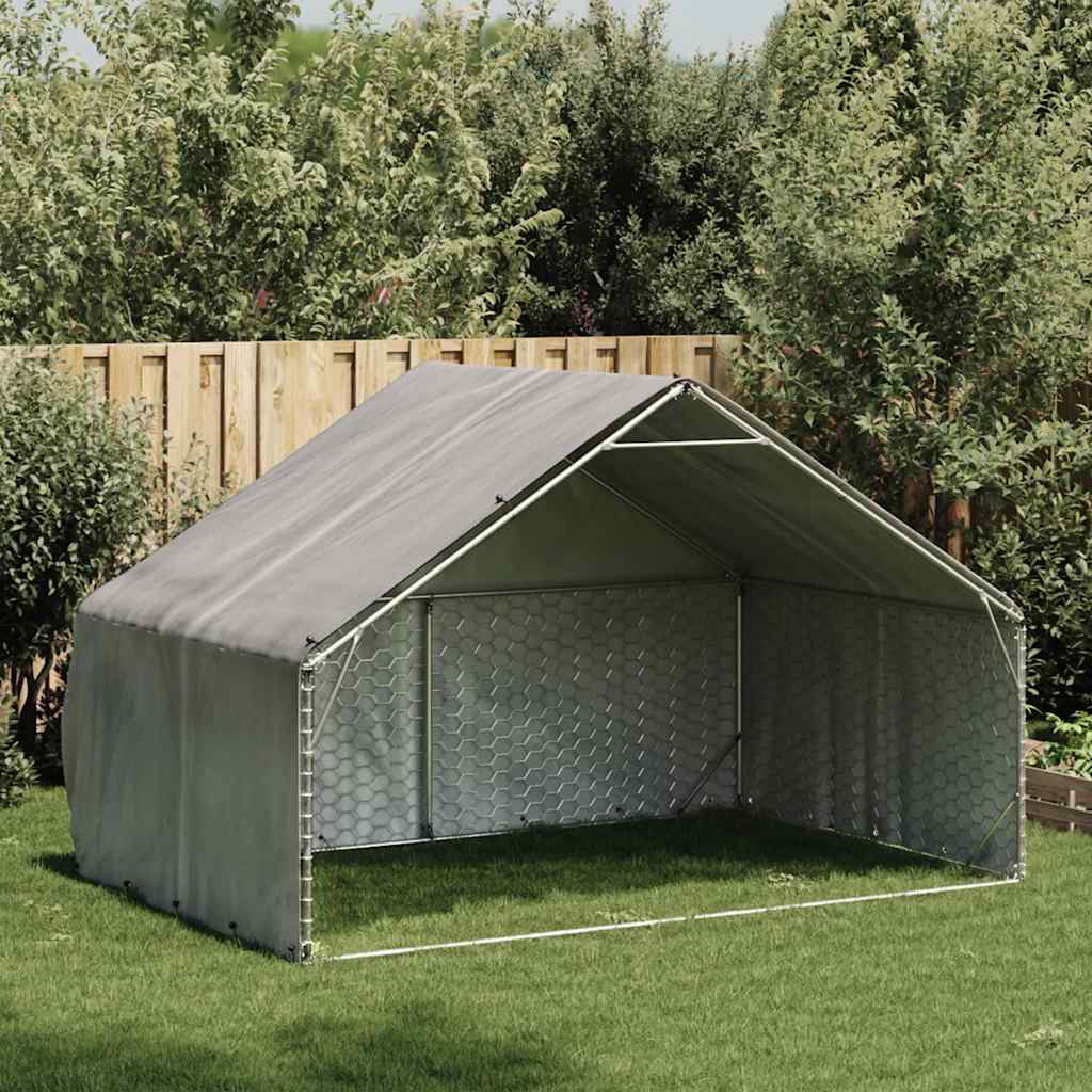 vidaXL Hondenkennel buiten met deksel 3x2x1,9 m gegalvaniseerd staal