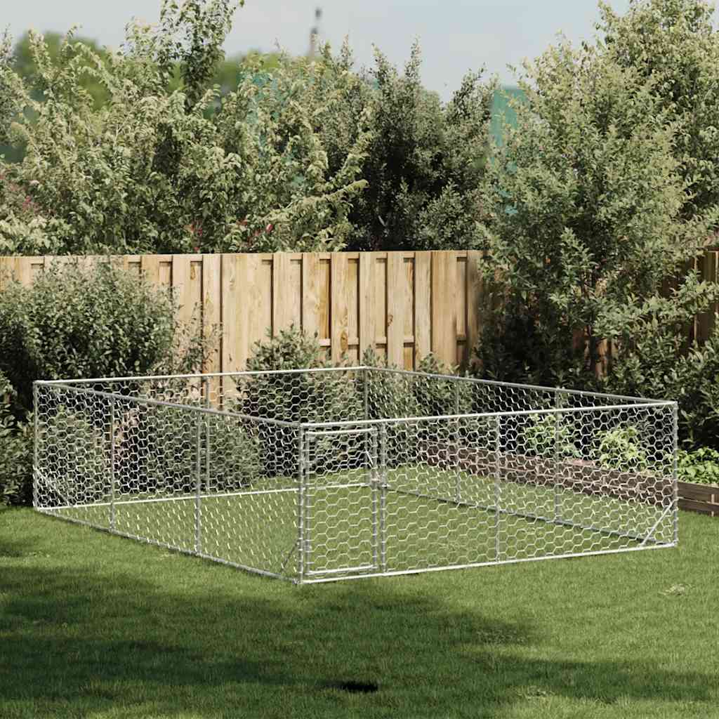 vidaXL Hondenkennel voor buiten met deur 3x4x1 m gegalvaniseerd staal