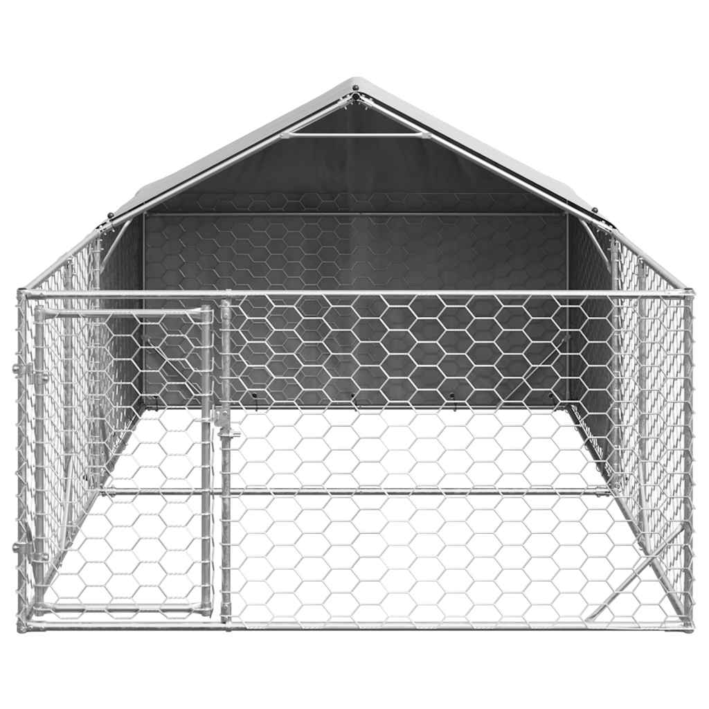 vidaXL Hondenkennel met ren 4x2x1,5 m gegalvaniseerd staal