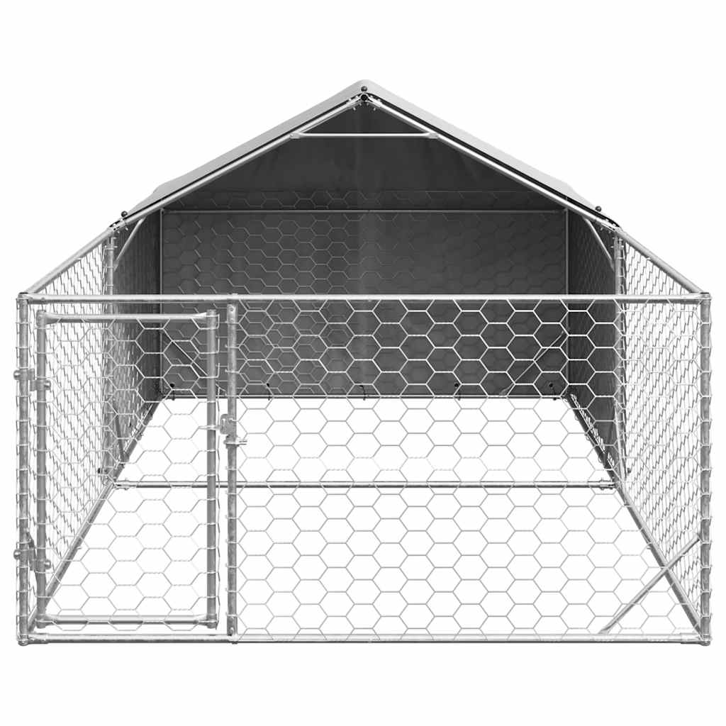 vidaXL Hondenkennel met ren 5x2x1,5 m gegalvaniseerd staal