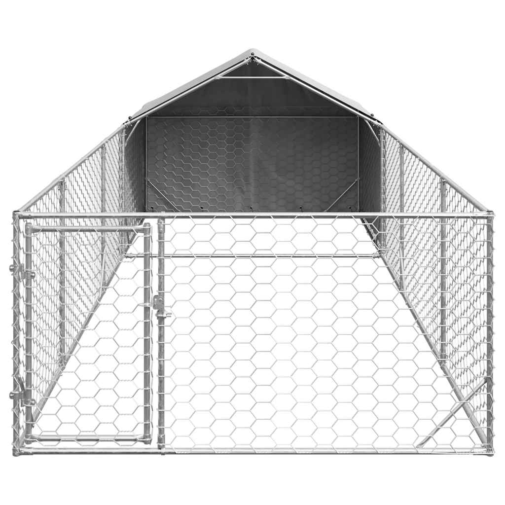 vidaXL Hondenkennel met ren 6x2x1,5 m gegalvaniseerd staal