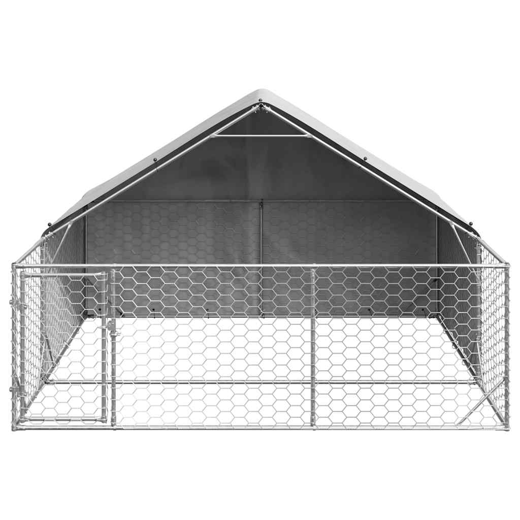 vidaXL Hondenkennel met ren 3x3x1,9 m gegalvaniseerd staal