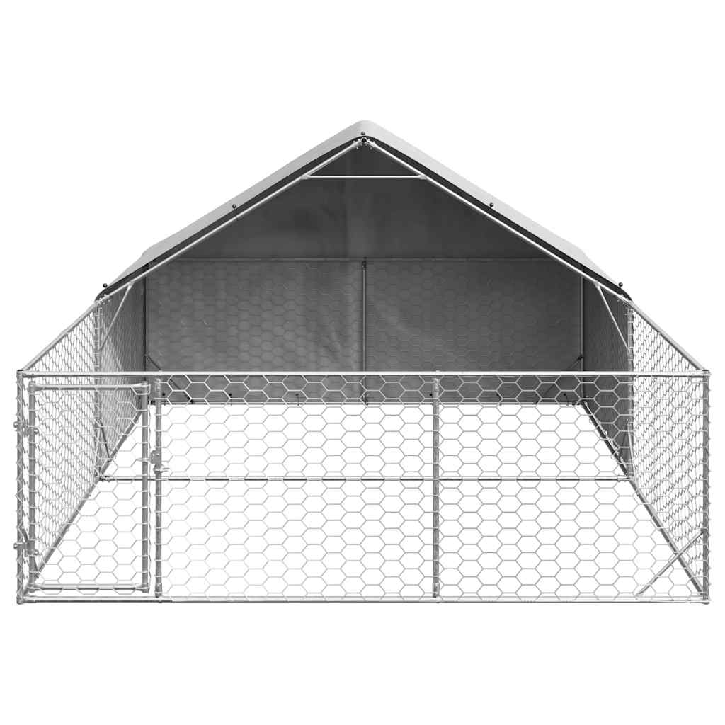 vidaXL Hondenkennel met ren 4x3x1,9 m gegalvaniseerd staal