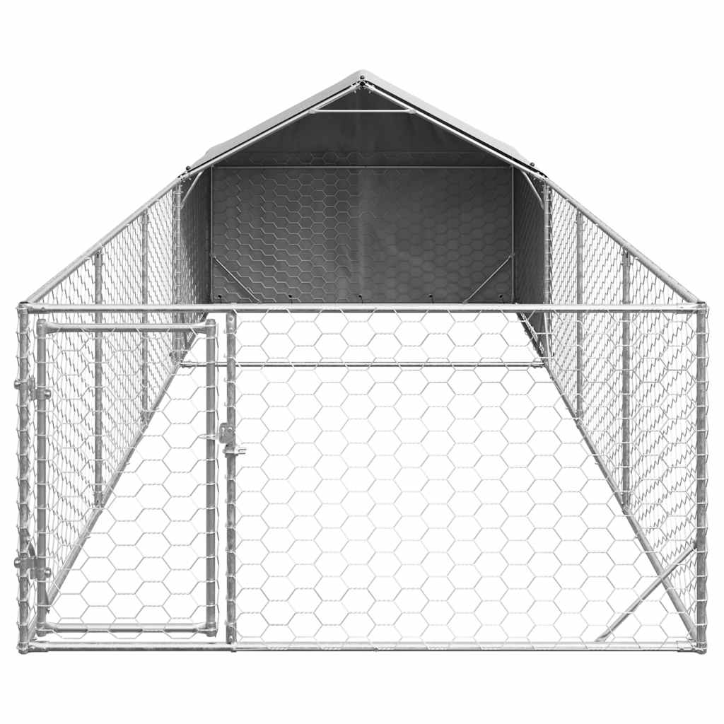 vidaXL Hondenkennel met ren 7x2x1,5 m gegalvaniseerd staal