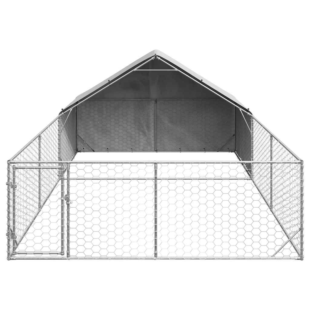 vidaXL Hondenkennel met ren 6x3x1,9 m gegalvaniseerd staal