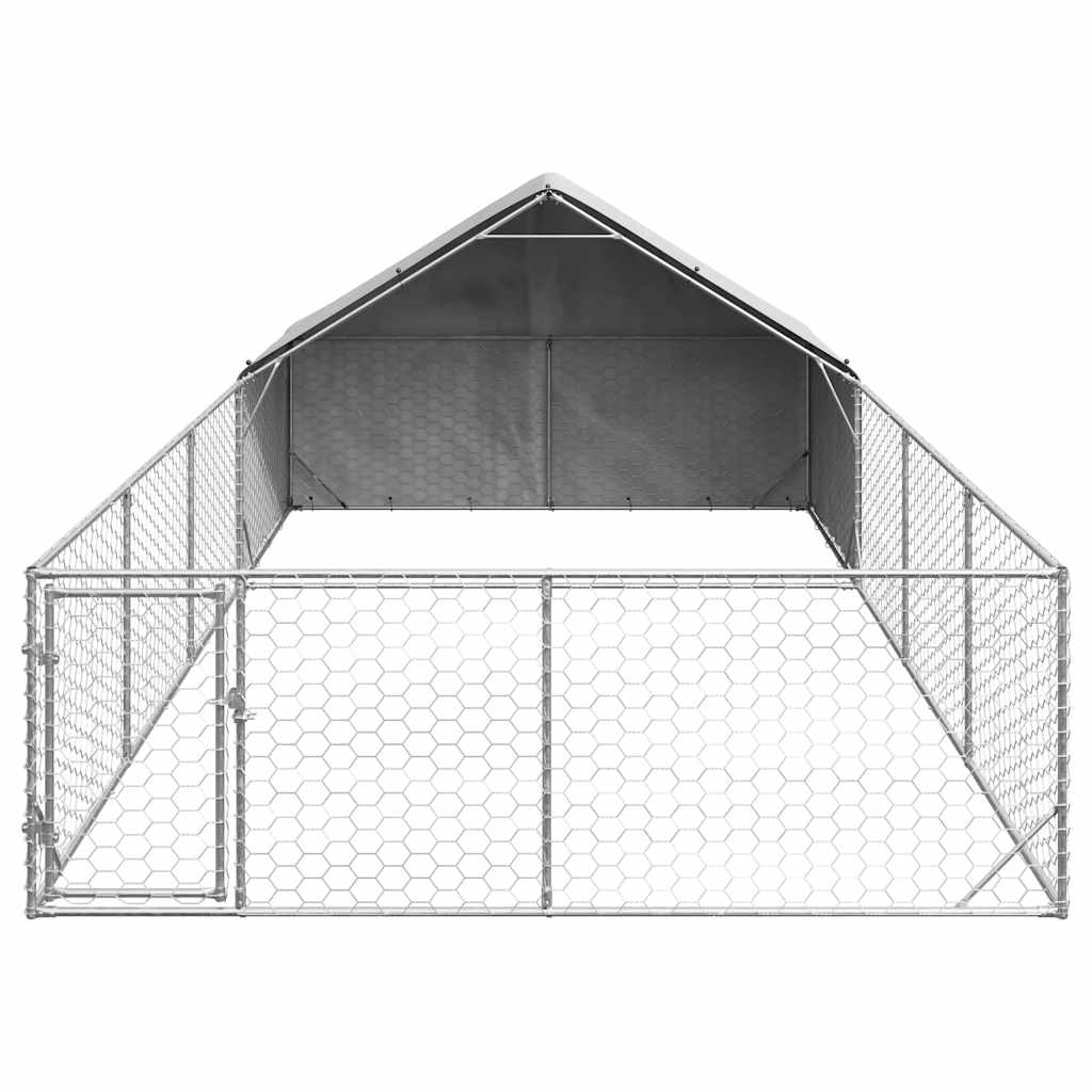 vidaXL Hondenkennel met ren 7x3x1,9 m gegalvaniseerd staal