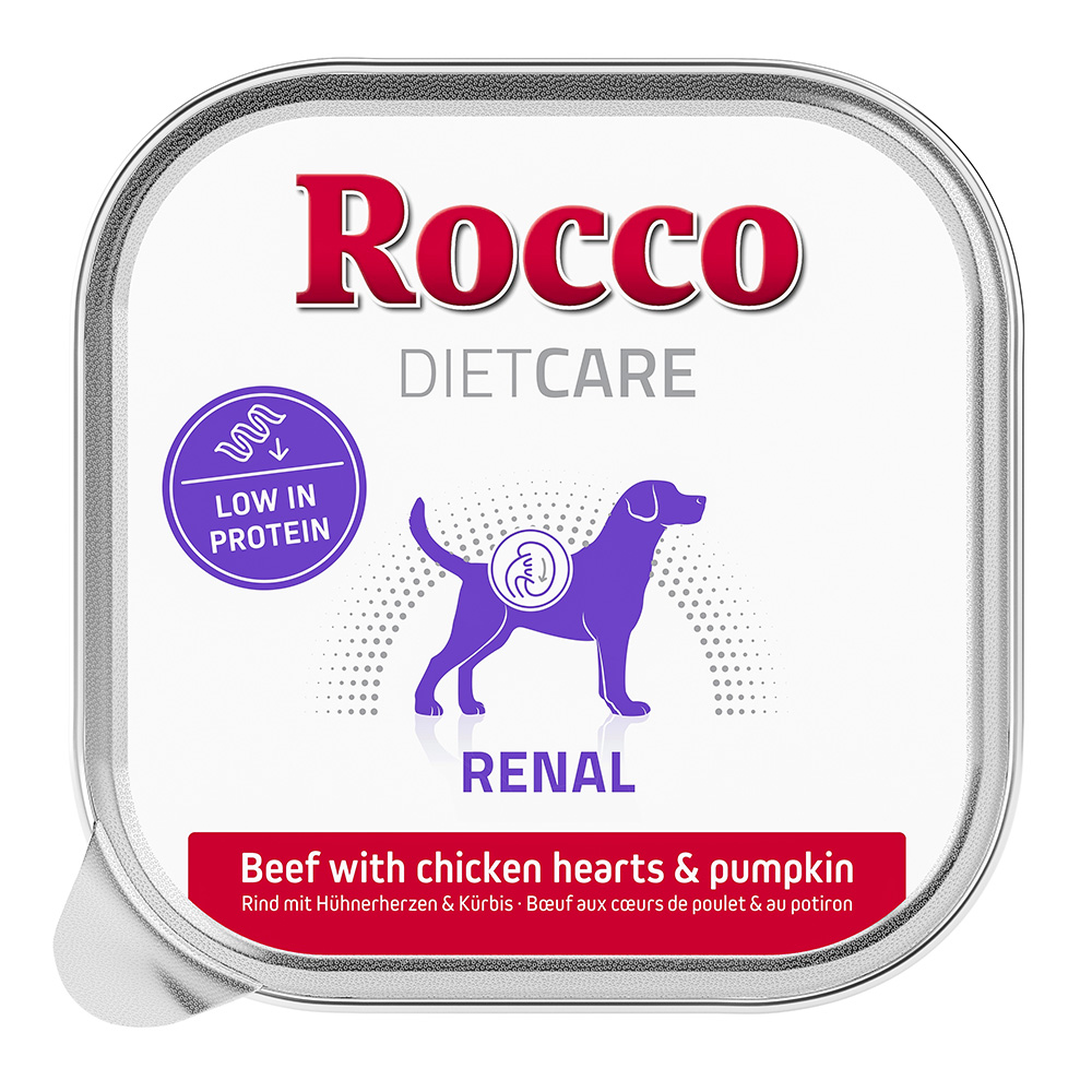 Rocco Diet Care 10x150g  Renal Rund met Kippenhartjes & Pompoen Kuipje Hondennatvoer