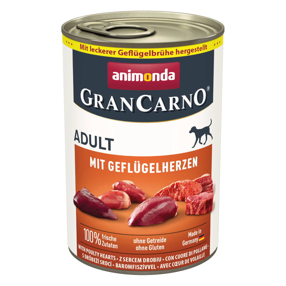 Animonda GranCarno Original Adult 6 x 400 g - met Gevogeltehartjes