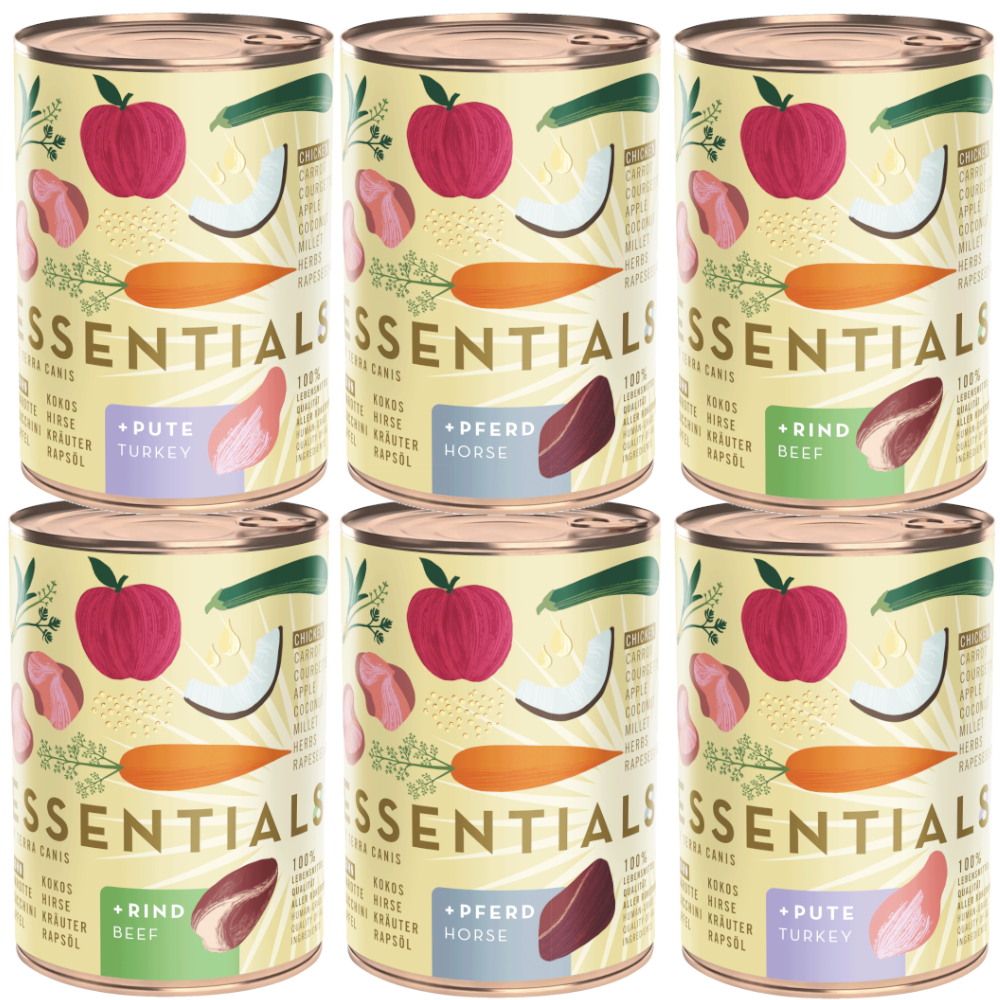 Terra Canis 6x385g  Essential Mix (3 soorten) nat hondenvoer