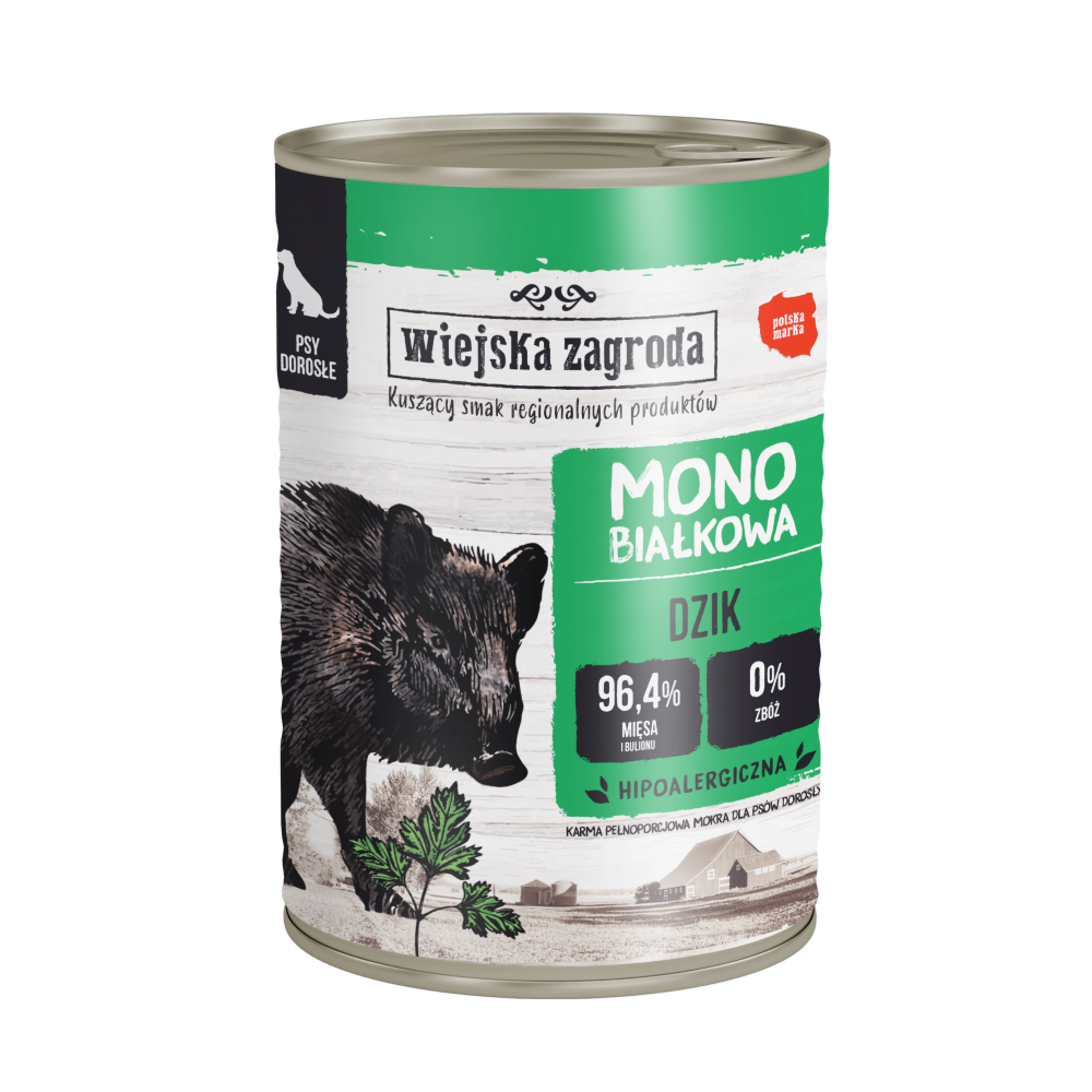 Wiejska zagroda Dog 12 x 400 g - Wild zwijn