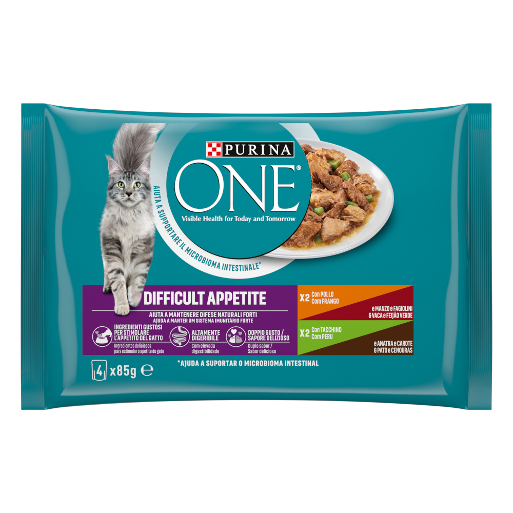 Purina One 16x85g  Difficult Appetite Kip & Kalkoen natvoer voor katten