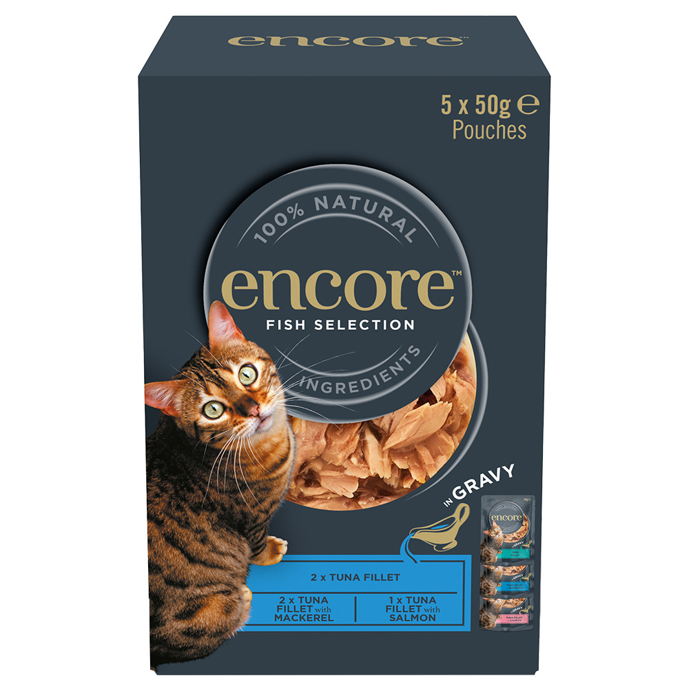 Encore 20x 50g  Cat Gravy Zakjes Mix Vis selectie (3 Soorten) Katten Natvoer