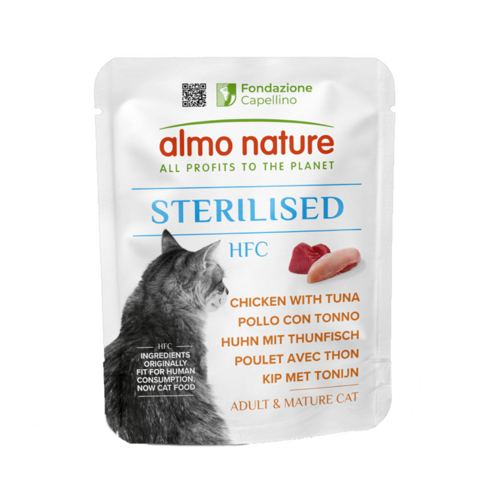 Almo Nature HFC Voordeelpakket: 24x 50g  Sterilised kip met tonijn natvoer voor katten