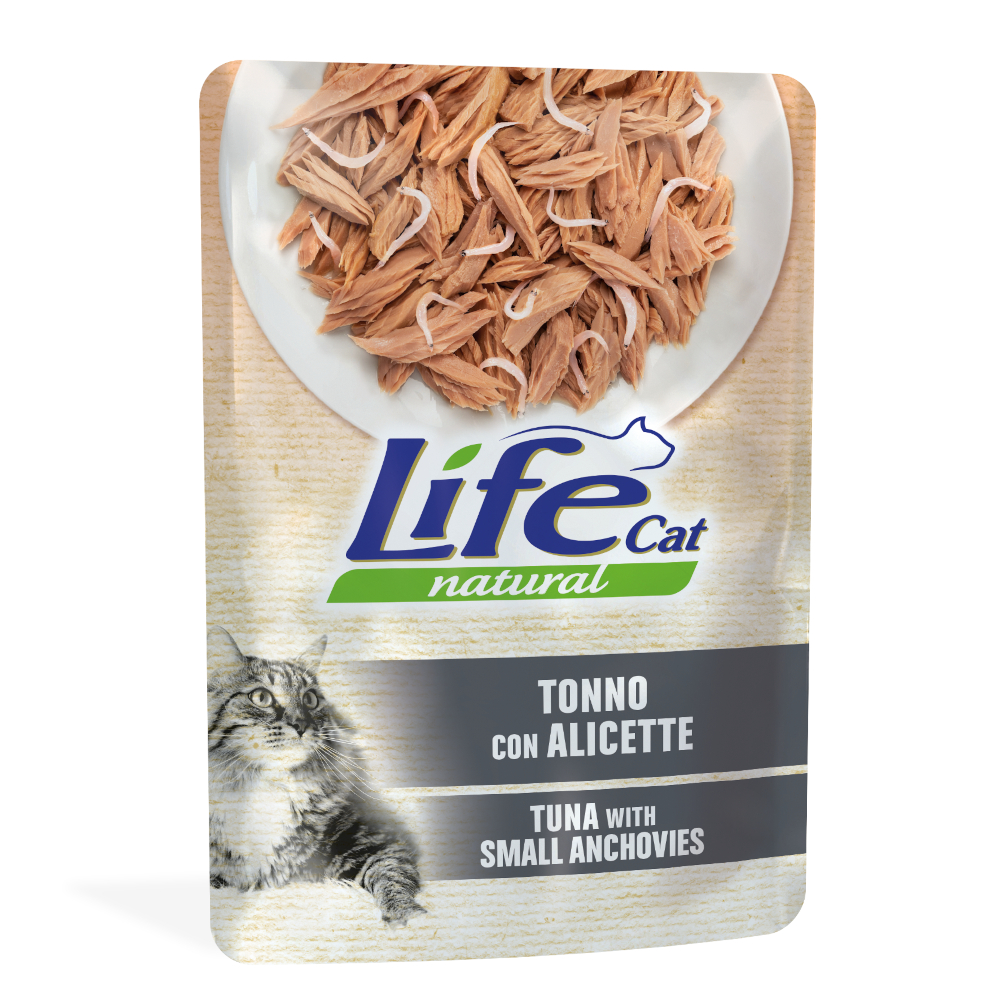 Life Cat Natural Voordeelpakket: 12x70g Life Cat Natuurlijke Volwassen Tonijn met Ansjovis Kattenvoer Nat