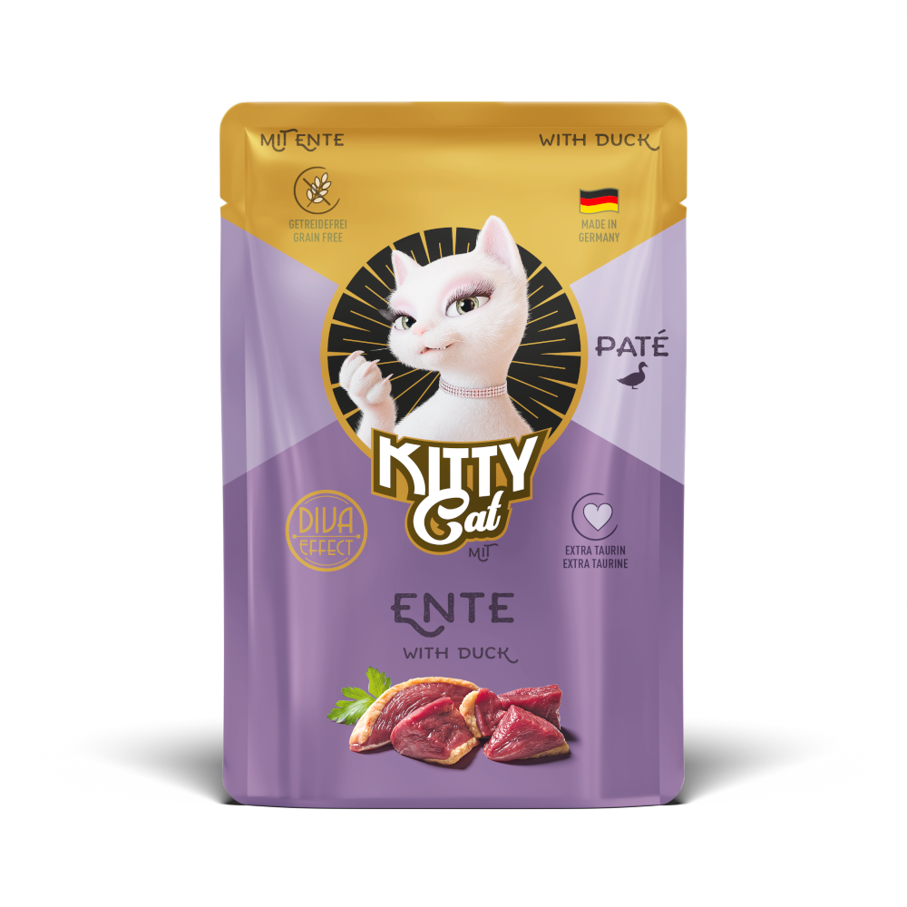 Kitty Cat voordeelverpakking 24x85g Eend  Pate natvoer voor katten