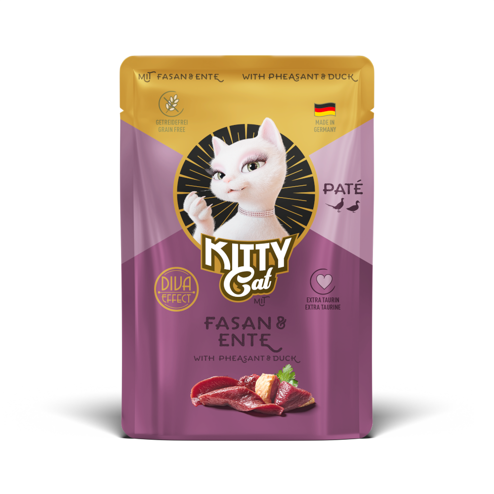 Kitty Cat voordeelverpakking 24x85g Fazant & Eend  Pate natvoer voor katten