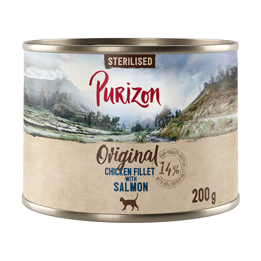 Purizon 6x200g  Adult Sterilised Kipfilet met Zalm Katten Natvoer