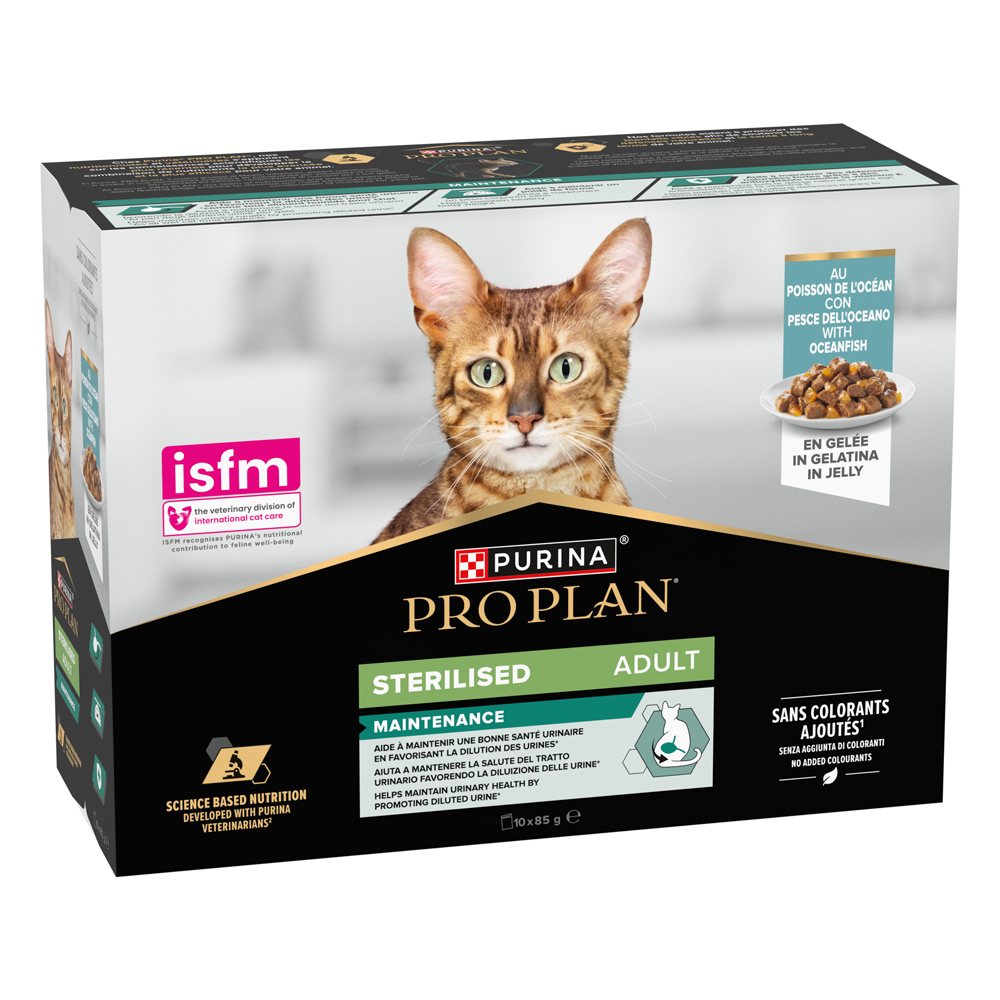 Pro Plan 10x85g PURINA  Cat Gesteriliseerd Adult Onderhoud Zeevis natvoer voor katten