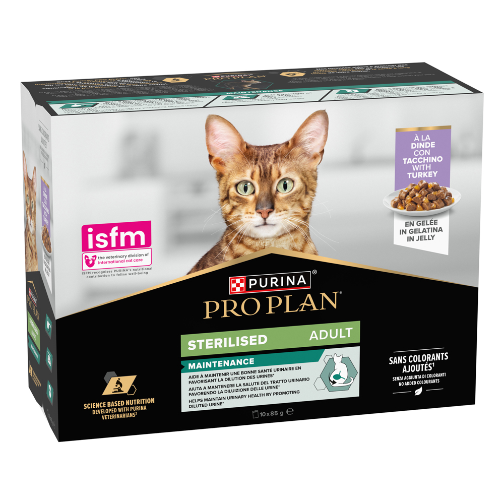 Pro Plan 10x85g PURINA  Cat Gesteriliseerd Adult Onderhoud Kalkoen natvoer voor katten