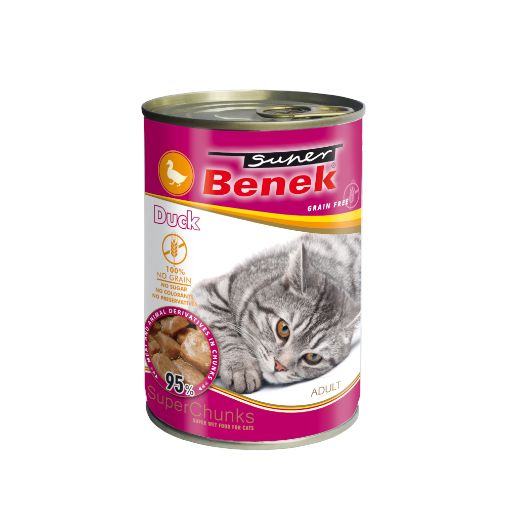 Super Benek 10x415g  graanvrije Chunks in saus eend nat kattenvoer