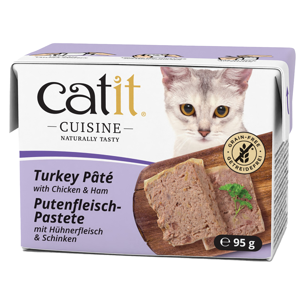 Catit 12x95g  Cuisine Paté Kalkoen met Kip & Ham natvoer voor katten