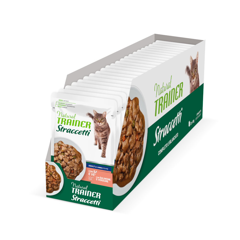 Trainer Natural Cat 22x85g Natural Trainer reepjes in zalmsaus natvoer voor katten