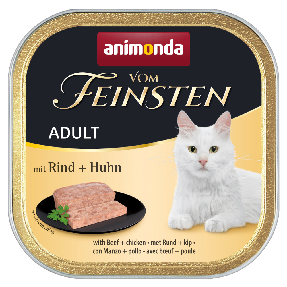 Animonda Vom Feinsten Adult Voordeelpakket 32 x 100 g Kattenvoer - met Rund & Kip