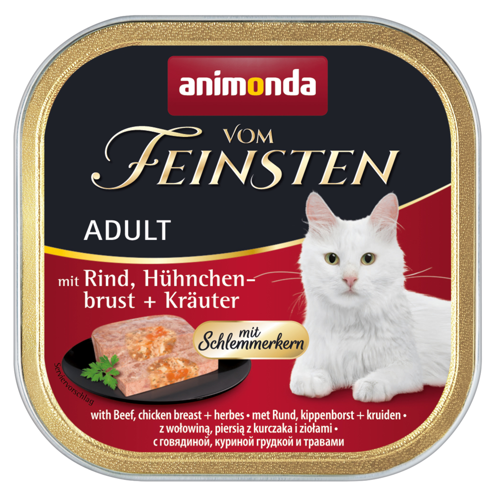 Animonda Vom Feinsten Adult Voordeelpakket 32 x 100 g Kattenvoer - Gourmet met rundvlees, kipfilet & kruiden